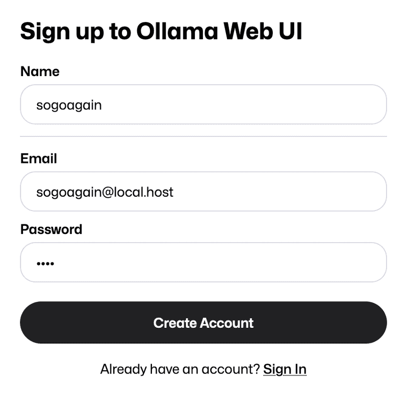 Ollama Web UI 회원가입